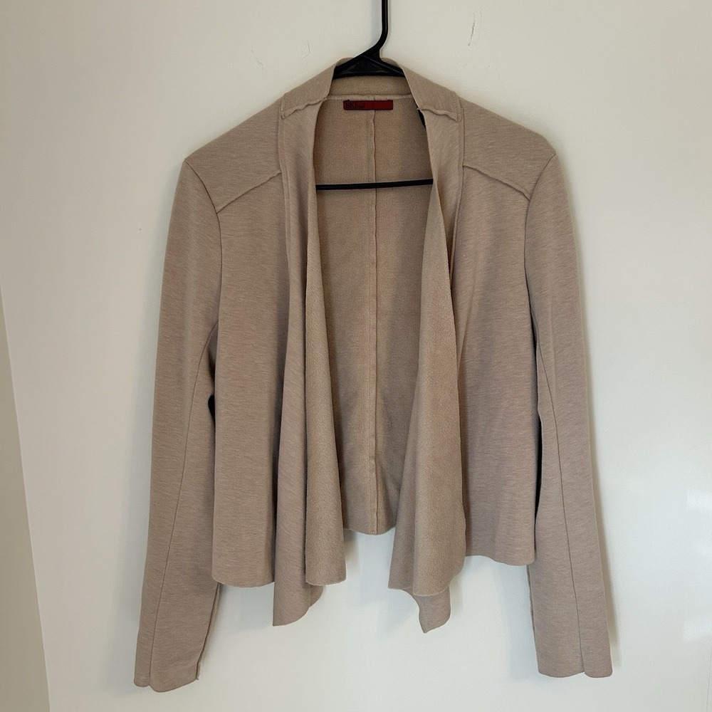 Buckle BKE Red Women's‎ Small Open Front Draped Cardigan Taupe Knit Long Sleeve